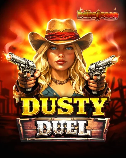 Tampilan visual slot Dusty Duel dengan tema koboi dan revolver